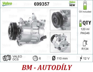 Kompresor klimatizace Seat Altea, Ibiza, Leon, Toledo VALEO 699357 (5Q0820803F, 5Q0820803A, 5Q082...