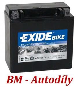 Motobaterie EXIDE BIKE Factory Sealed 12Ah, 12V, AGM12-12 (SLA12-12, YTX14-BS)