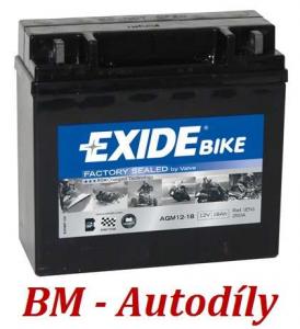 Motobaterie EXIDE BIKE Factory Sealed 18Ah, 12V, AGM12-18 (GARDEN)